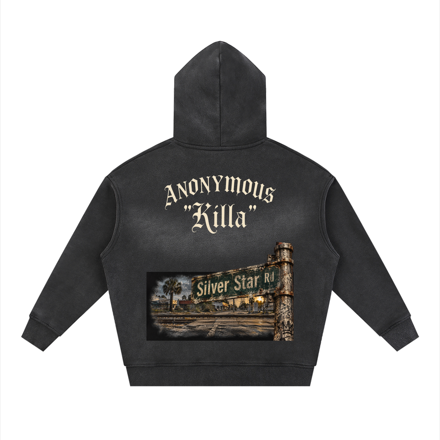 Street-Heart  Sunfade Two-way Zipper Boxy Hoodie