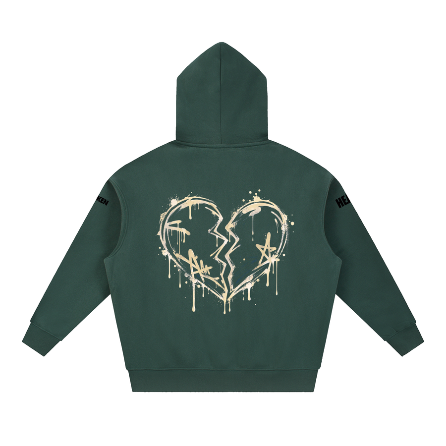 Broken Heart  Oversized Boxy Fit Fleece Hoodie